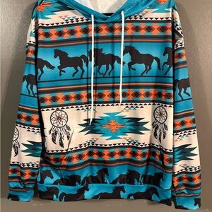 Colorful Horse Print Beautiful WOMENS Hoodie SZ-L